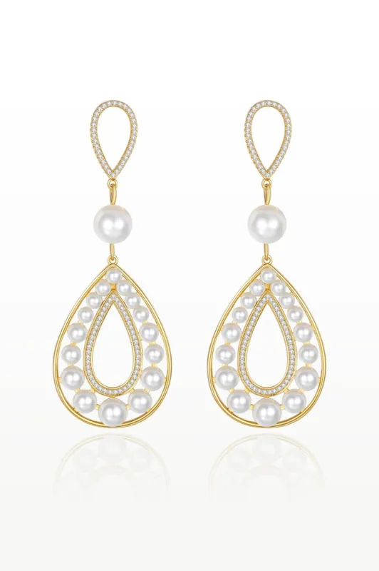 Classicharms-Pearl Hollow Teardrop Dangle Earrings sold by Reitmans