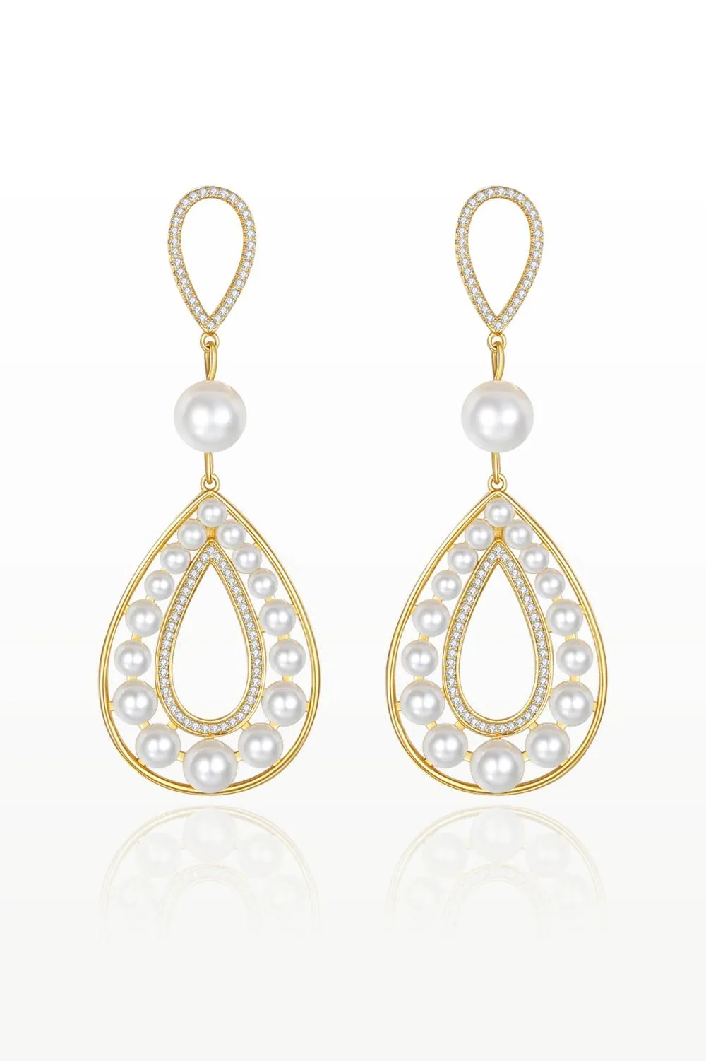 Classicharms-Pearl Hollow Teardrop Dangle Earrings sold by Reitmans