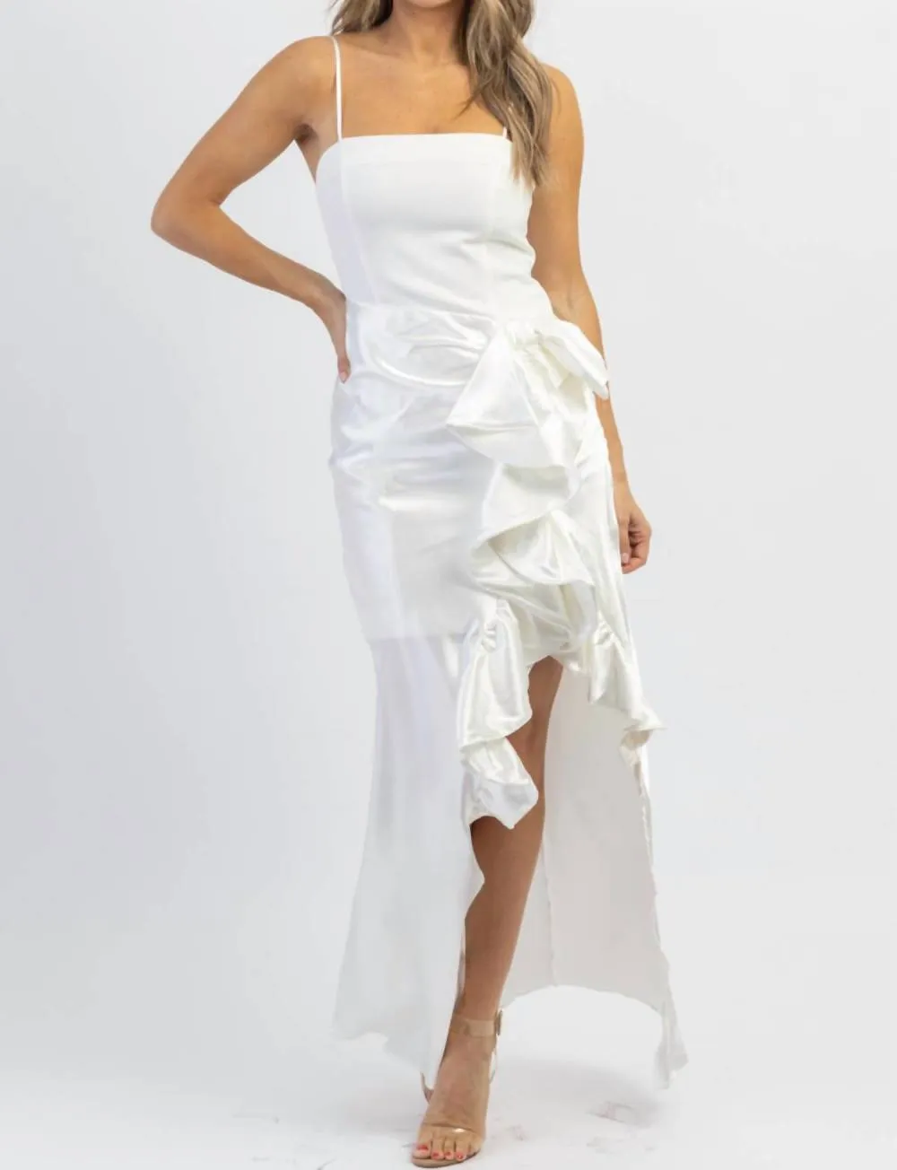 MABLE - Siobhan Side Ruffle Dress sold by Reitmans