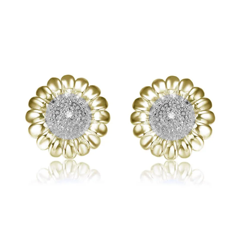 Genevive Sterling Silver with Clear Round Cubic Zirconia Stud Earrings sold by Reitmans
