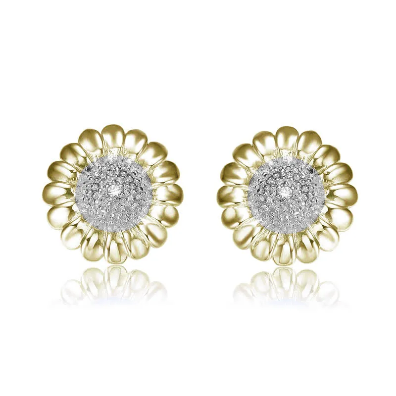 Genevive Sterling Silver with Clear Round Cubic Zirconia Stud Earrings sold by Reitmans