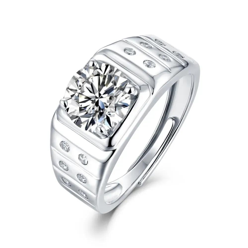 Stella Valentino Sterling Silver 1.25ctw Lab Created Moissanite Solitaire Sides Anniversary Adjustable Ring sold by Reitmans product image thumbnail 2