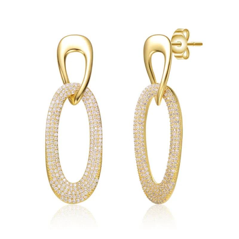 Rachel Glauber 14K Gold Plated with Clear Cubic Zirconia Dangle Earrings sold by Reitmans