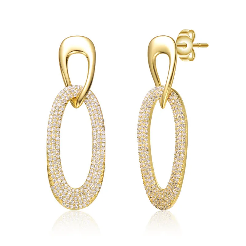 Rachel Glauber 14K Gold Plated with Clear Cubic Zirconia Dangle Earrings sold by Reitmans