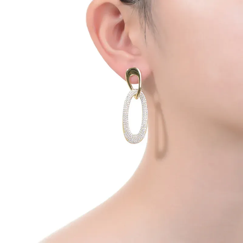 Rachel Glauber 14K Gold Plated with Clear Cubic Zirconia Dangle Earrings sold by Reitmans product image thumbnail 4