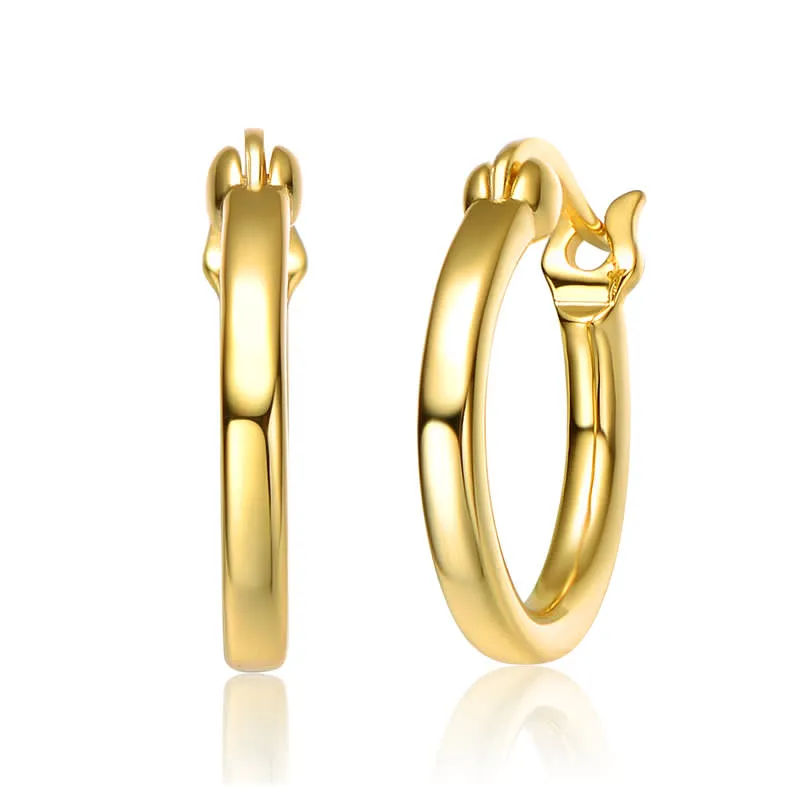 Genevive Sterling Silver 14K Gold Plated Hoop Earrings sold by Reitmans