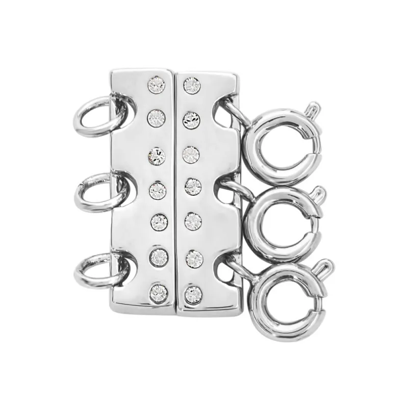 Silver Rhodium 4-Row Magnetic Necklace Clasp with crystal accents for Layering Your Necklaces - callura sold by Reitmans
