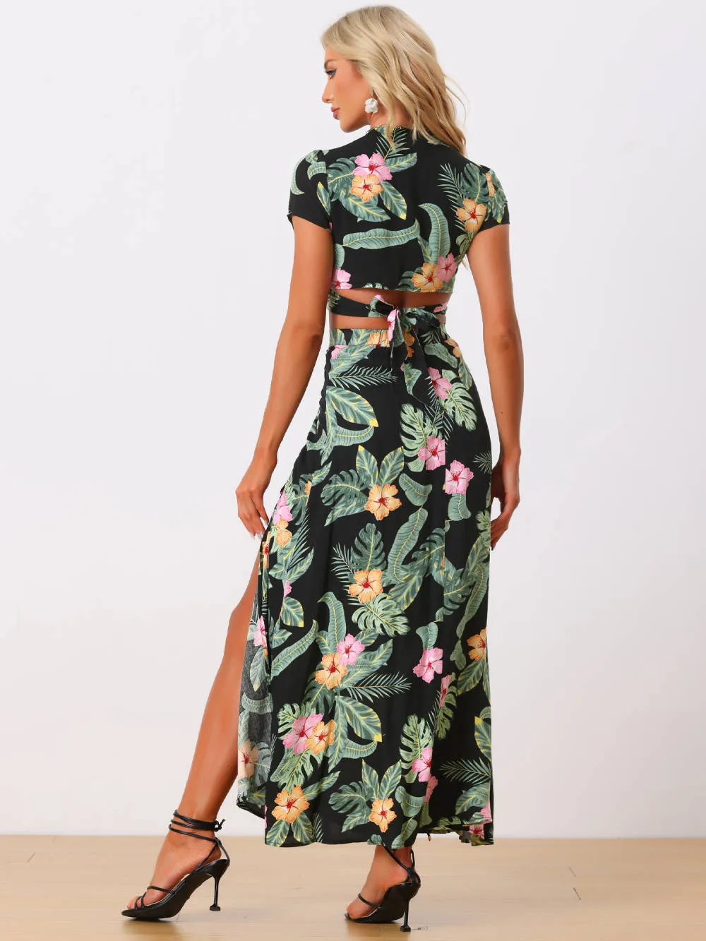 Allegra K - Tropical Wrap Crop Top Maxi Skirt Outfits sold by Reitmans product image thumbnail 3