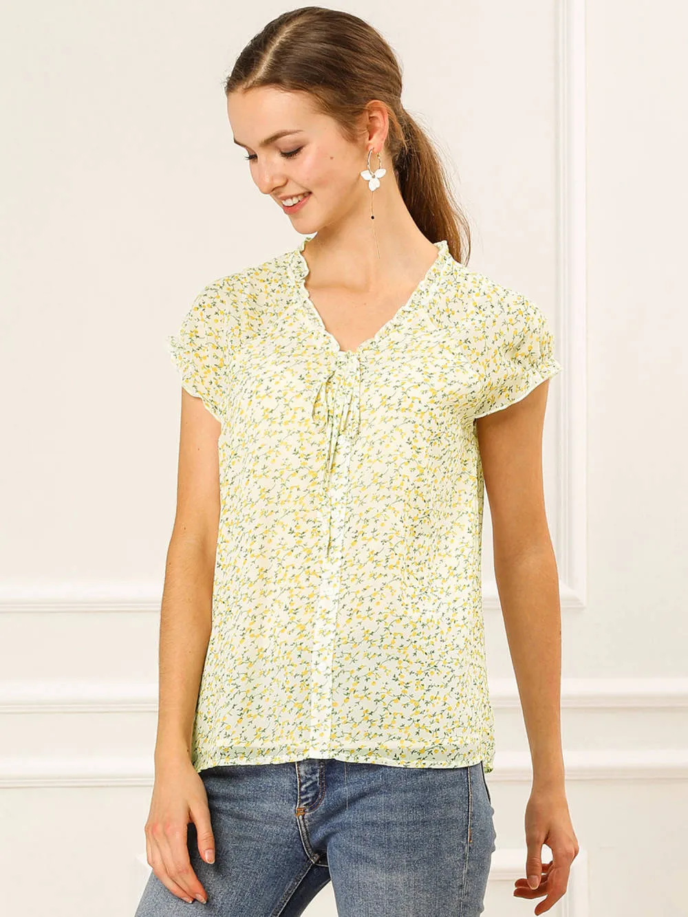 Allegra K- V Neck Summer Floral Chiffon Blouse 2-Pack sold by Reitmans product image thumbnail 3