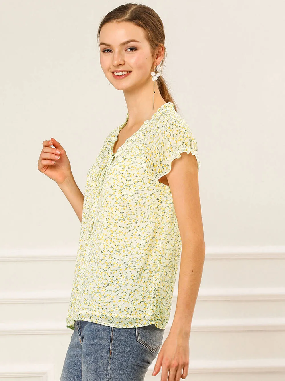 Allegra K- V Neck Summer Floral Chiffon Blouse 2-Pack sold by Reitmans product image thumbnail 4