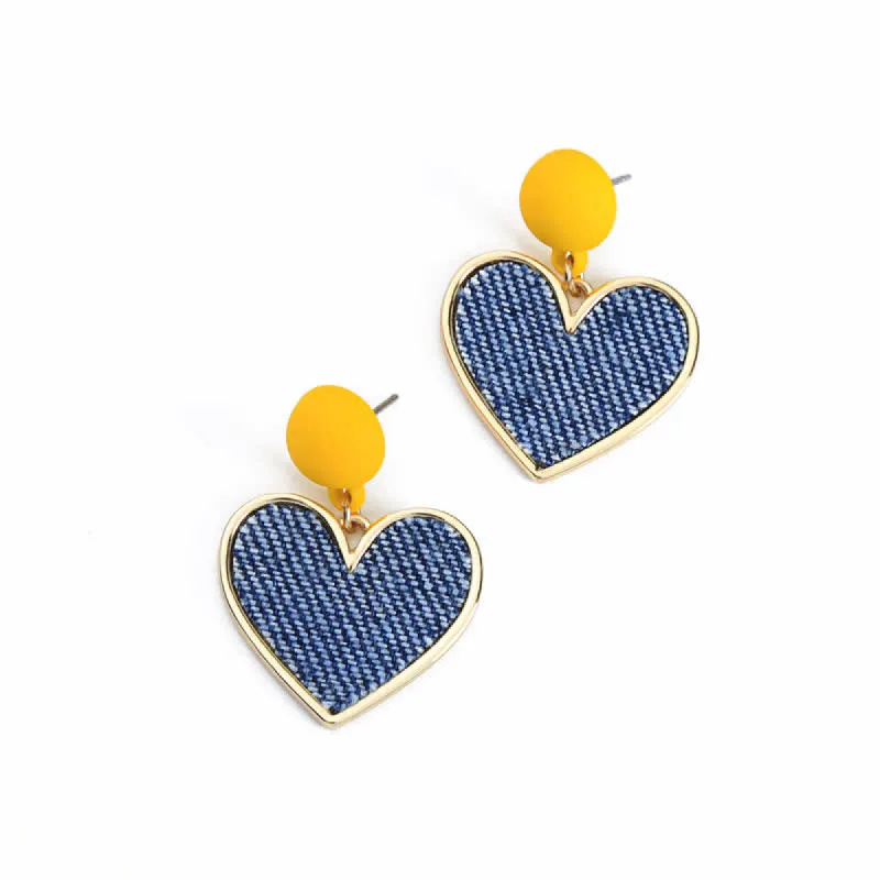Denim Heart Earrings by Don't AsK made by Reitmans