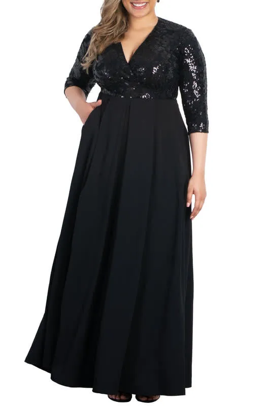 Kiyonna Paris Pleated Sequin Gown (Plus Size) sold by Reitmans