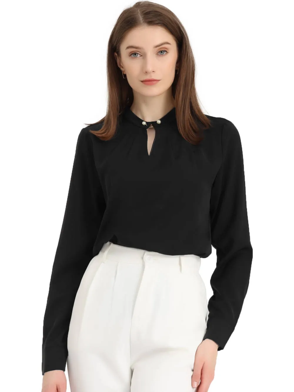 Allegra K - Pleated Mock Neck Blouse sold by Reitmans
