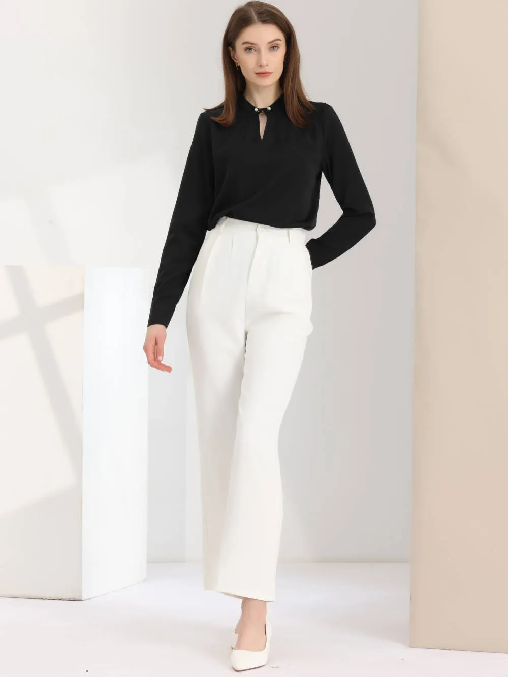 Allegra K - Pleated Mock Neck Blouse sold by Reitmans product image thumbnail 2