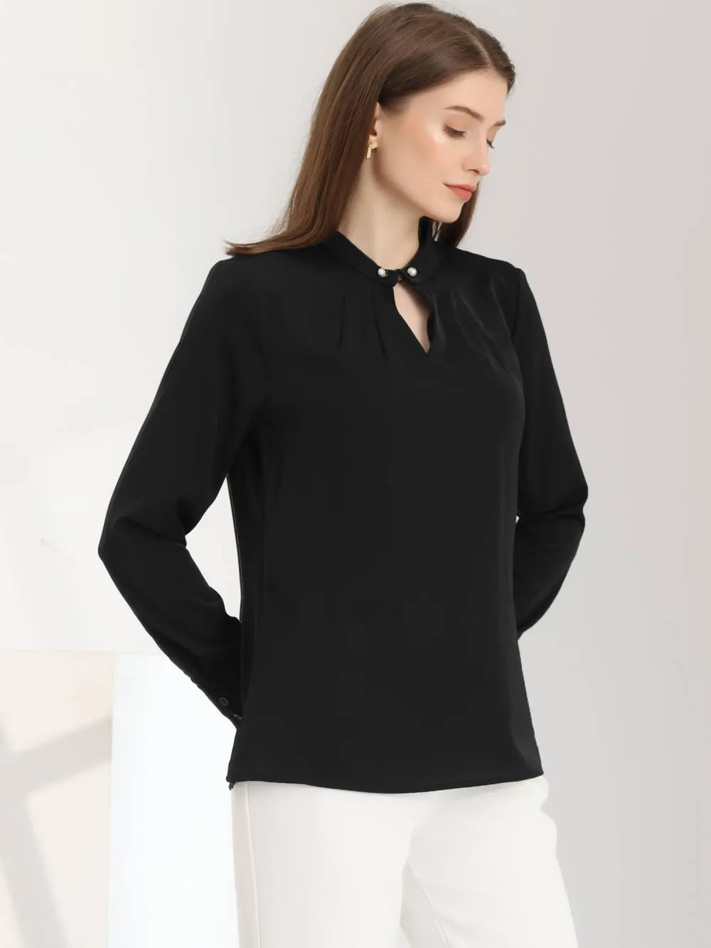 Allegra K - Pleated Mock Neck Blouse sold by Reitmans product image thumbnail 3