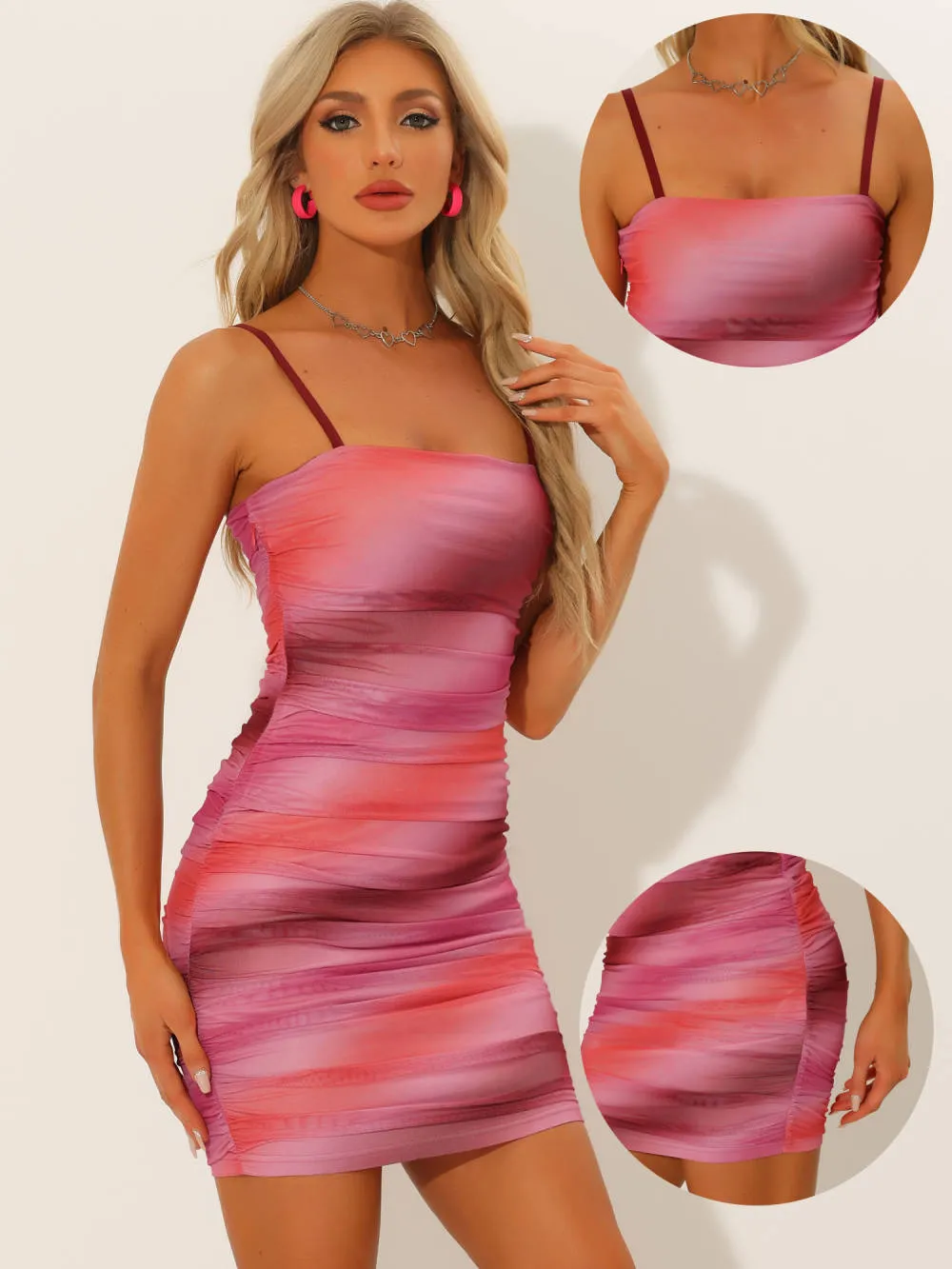 Allegra K - Spaghetti Strap Mesh Ruched Bodycon Dress sold by Reitmans product image thumbnail 2