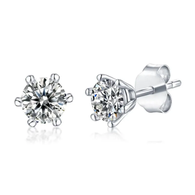 Stella Valentino Sterling Silver with 1ctw Lab Created Moissanite Round Solitaire Stud Earrings sold by Reitmans