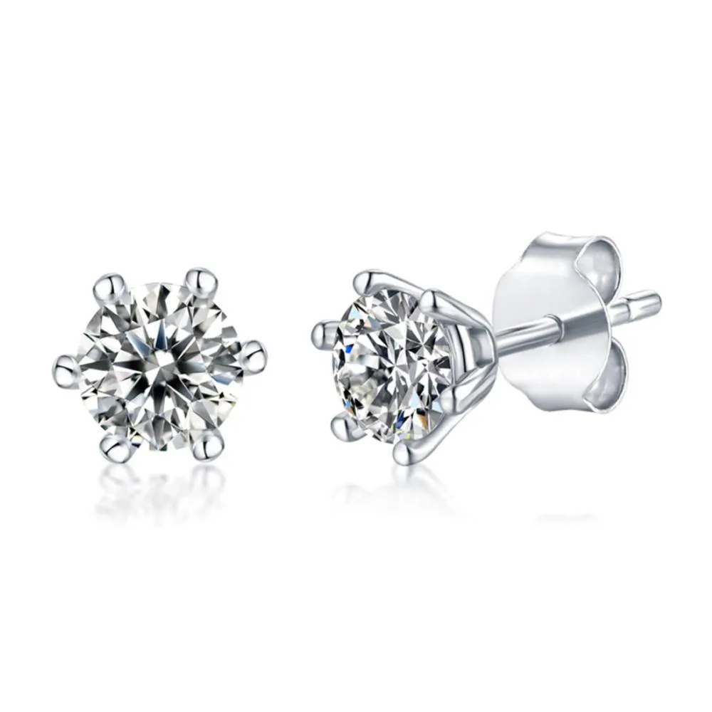 Stella Valentino Sterling Silver with 1ctw Lab Created Moissanite Round Solitaire Stud Earrings sold by Reitmans