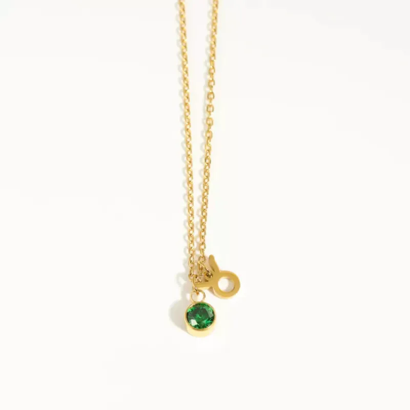 Goldtone zodiac and birthstone necklace in stainless steel - Taurus - Eva Sky2 sold by Reitmans