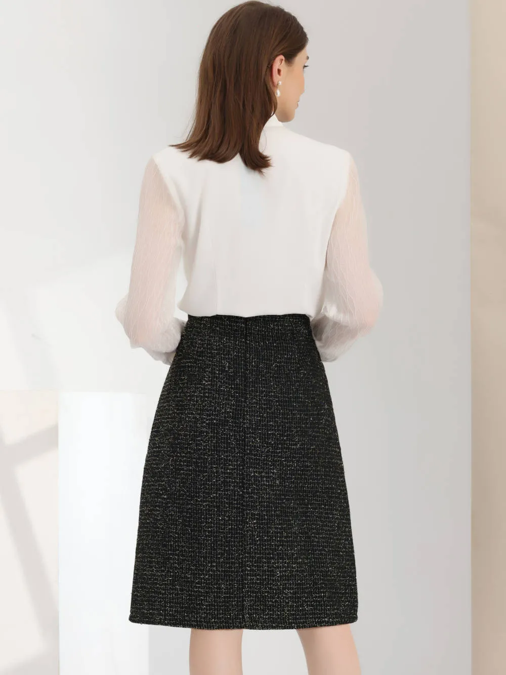 Allegra K - Plaid High Waist Office Tweed Midi Skirt sold by Reitmans product image thumbnail 4