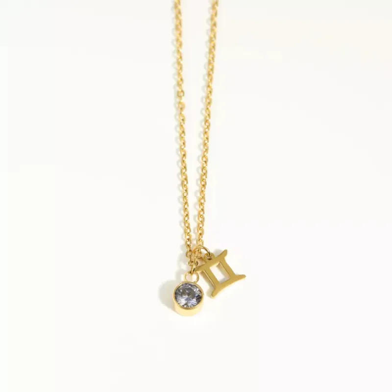 Goldtone zodiac and birthstone necklace in stainless steel - Gemini - Eva Sky2 sold by Reitmans