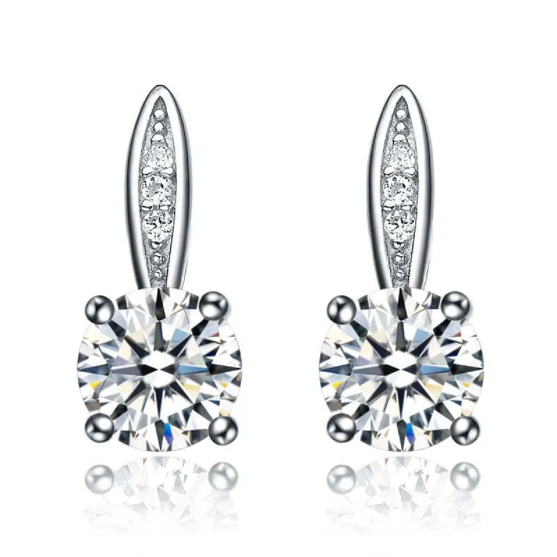 Rachel Glauber White Gold Plated with Clear Cubic Zirconia Drop Earrings sold by Reitmans