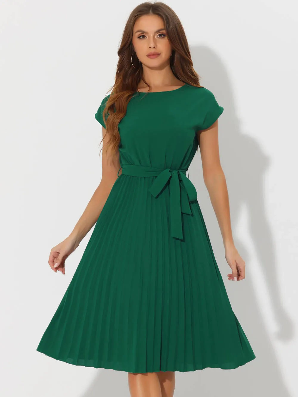 Allegra K- Pleated Crew Neck Tie Waist Dress sold by Reitmans product image thumbnail 3