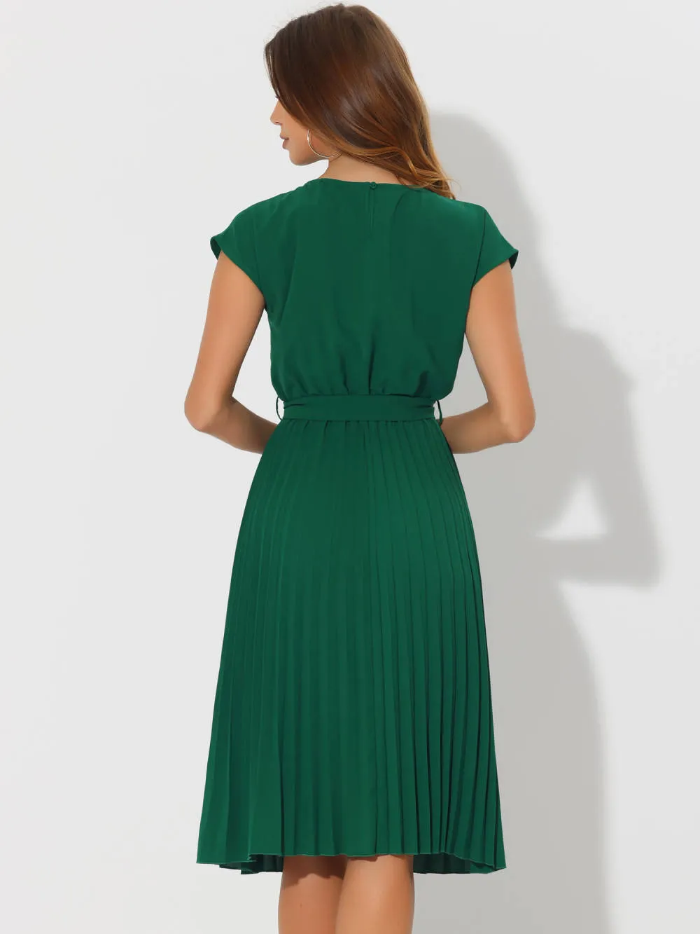 Allegra K- Pleated Crew Neck Tie Waist Dress sold by Reitmans product image thumbnail 4