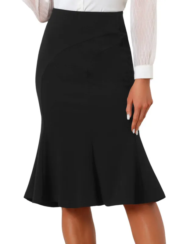 Allegra K- High Waist Flare Hem Midi Fishtail Skirt sold by Reitmans