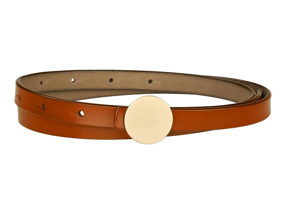 Allegra K- Faux Leather Skinny Belt Round Metal Buckle sold by Reitmans