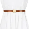 Allegra K- Faux Leather Skinny Belt Round Metal Buckle sold by Reitmans