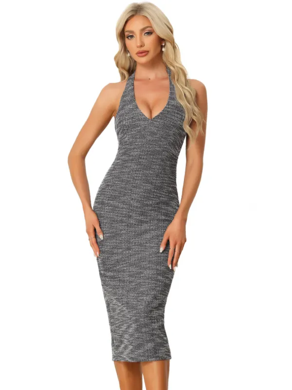 Allegra K- Tweed Halter Neck Backless Plaid Dress sold by Reitmans