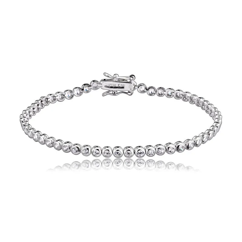 Genevive Sterling Silver with Clear Cubic Zirconia Round Bezel-set Bracelet sold by Reitmans product image thumbnail 2