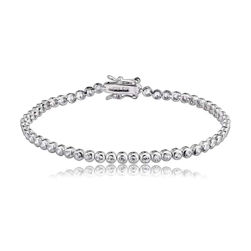 Genevive Sterling Silver with Clear Cubic Zirconia Round Bezel-set Bracelet sold by Reitmans product image thumbnail 5