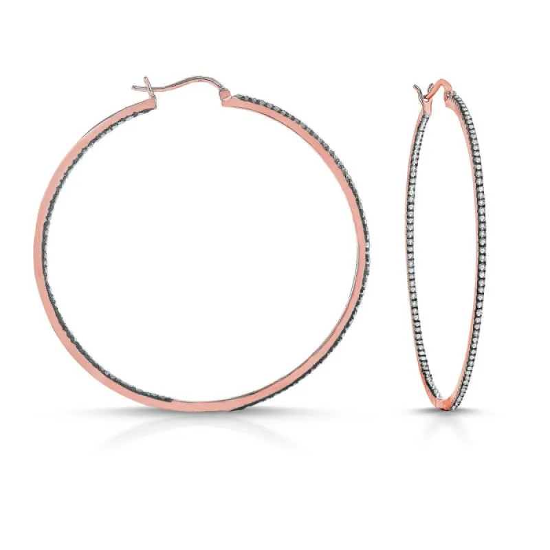 Rachel Glauber Two-Tone with Colored Cubic Zirconia Slim Large Hoop Earrings sold by Reitmans