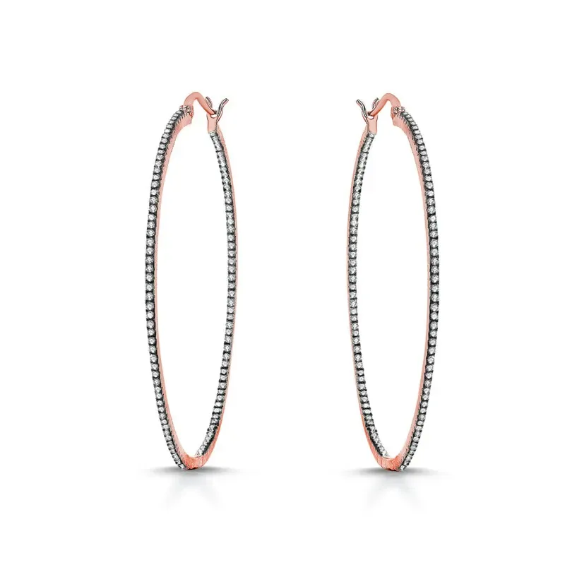 Rachel Glauber Two-Tone with Colored Cubic Zirconia Slim Large Hoop Earrings sold by Reitmans product image thumbnail 4