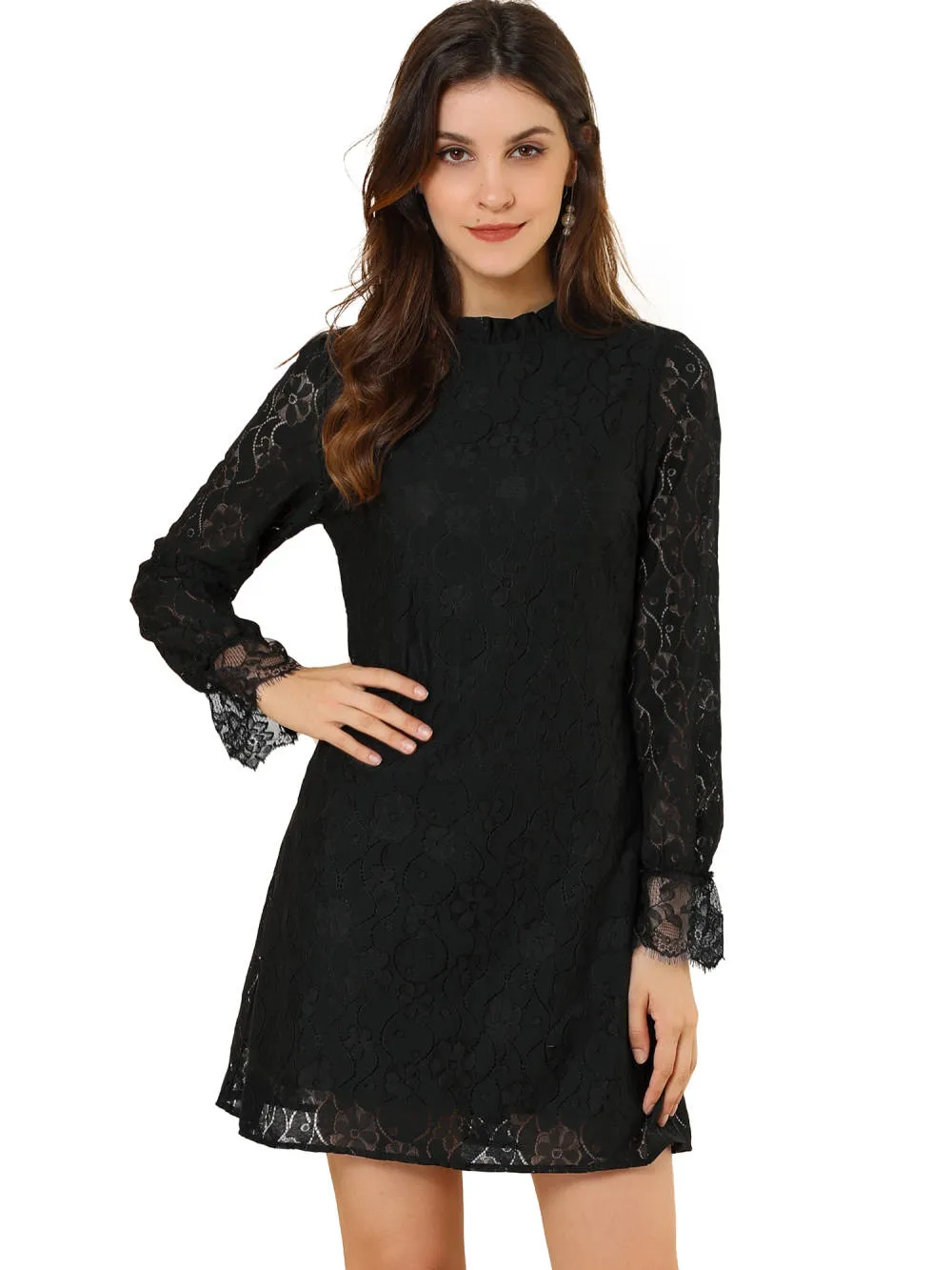 Allegra K- Elegant Ruffle Floral Lace Dress sold by Reitmans