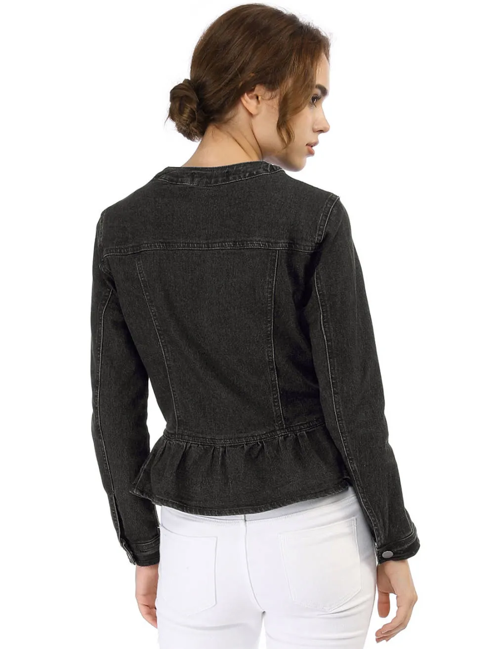 Allegra K- Ruffled Hem Cropped Washed Denim Jacket sold by Reitmans product image thumbnail 5