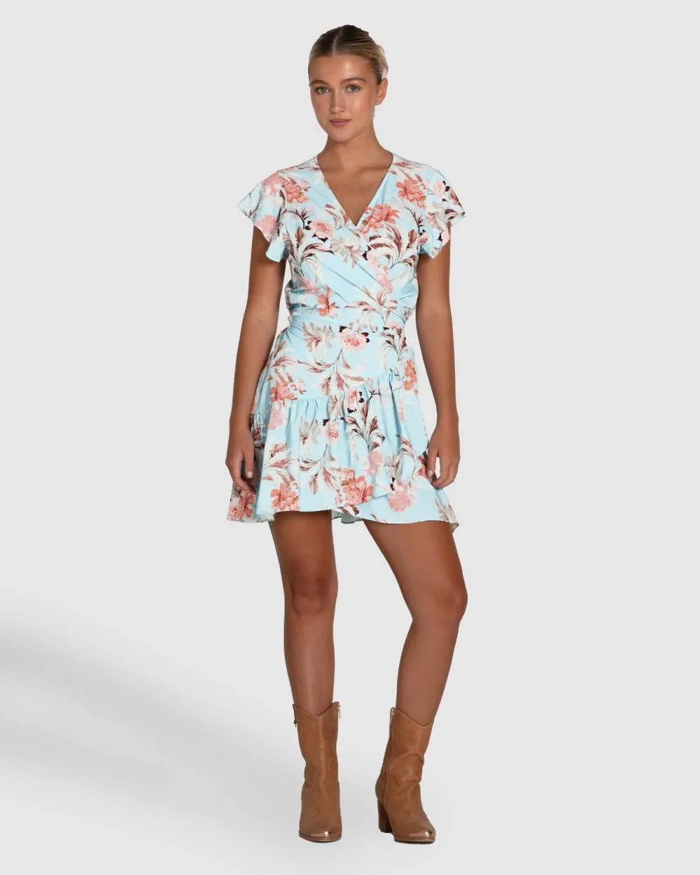 Belle & Bloom Love Shack Mini Wrap Dress sold by Reitmans