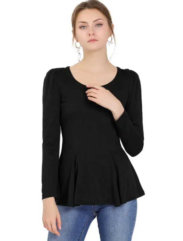 Allegra K- Long Sleeves Scoop Neck Casual Peplum Shirt sold by Reitmans