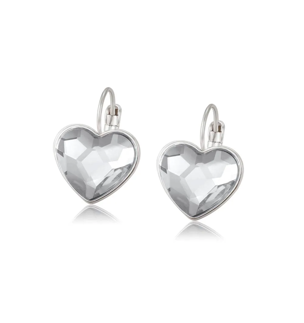 Clear Crystal Heart Leverback Earrings by callura sold by Reitmans