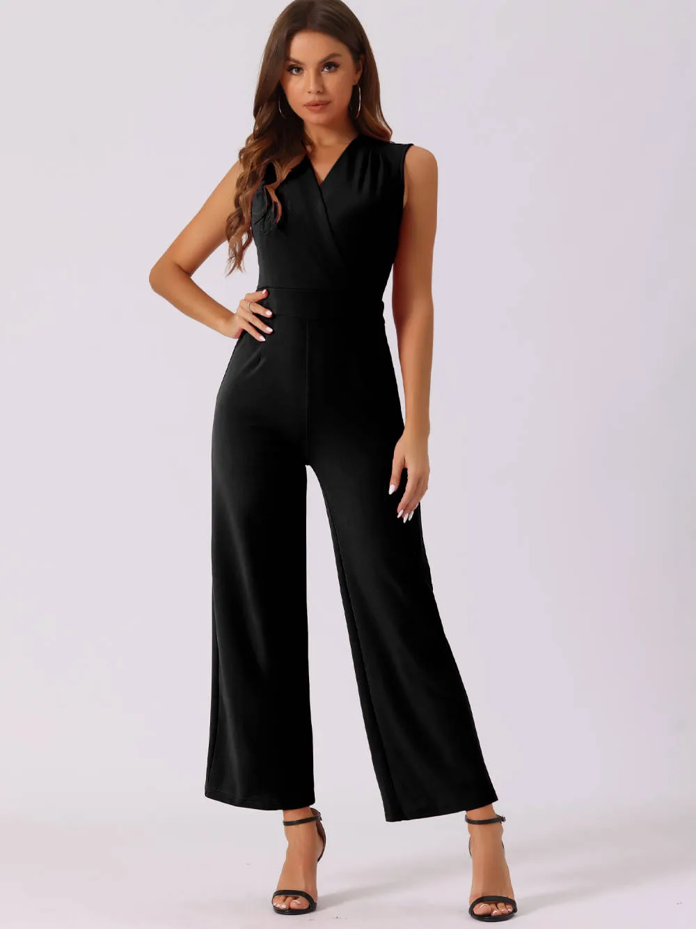 Allegra K - Elegant Wrap V Neck Wide Leg Work Jumpsuit sold by Reitmans product image thumbnail 2