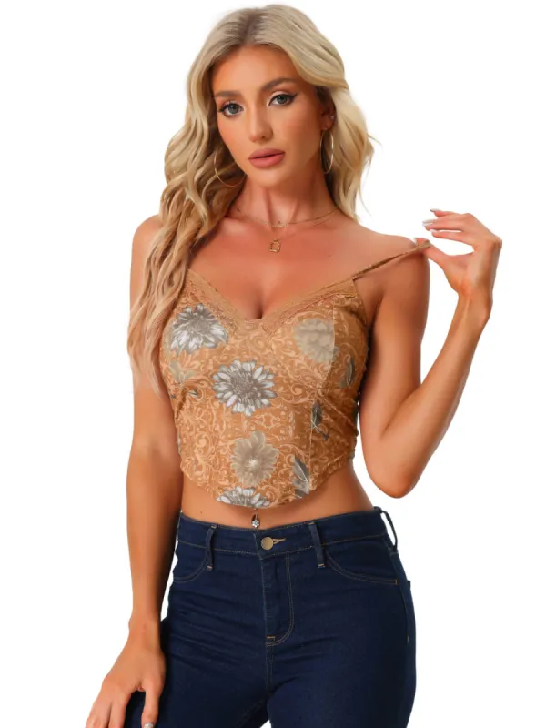 Allegra K - Floral V Neck Cropped Cami Top sold by Reitmans