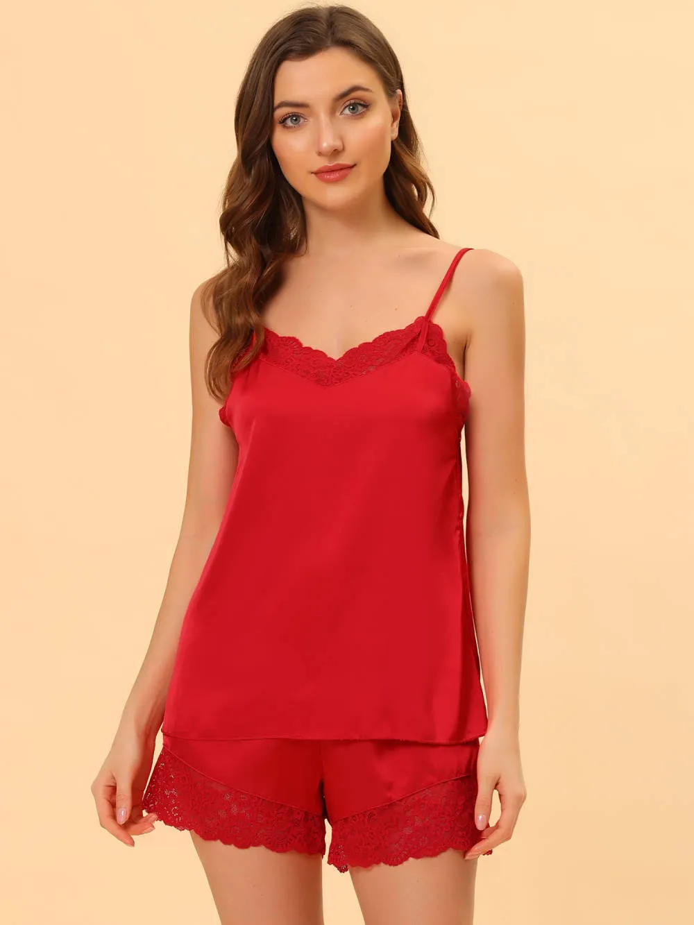 Allegra K - Satin Lace Cami Lounge Sets 2-Pack, Red sold by Reitmans product image thumbnail 3