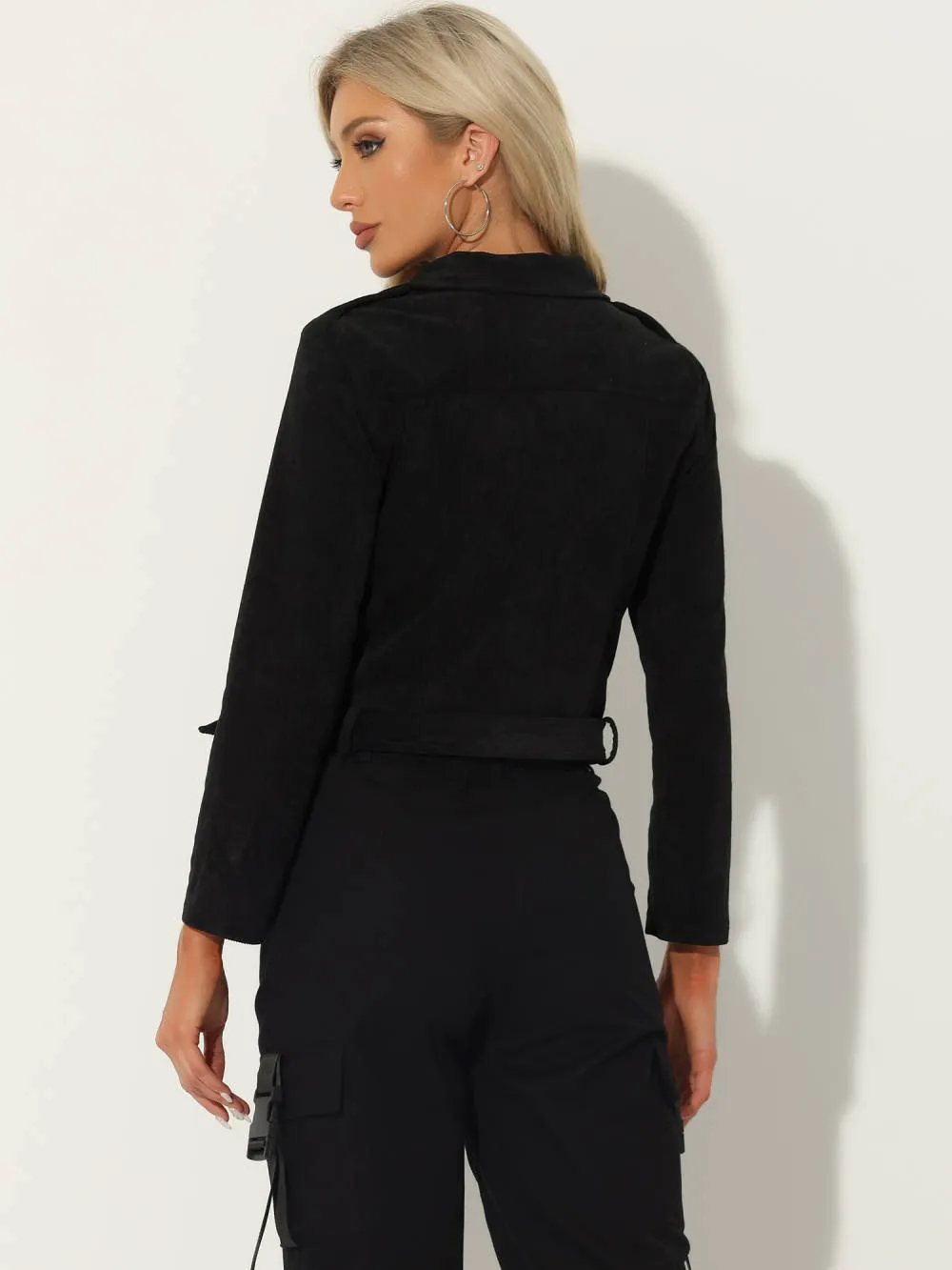 Allegra K- Corduroy Notched Lapel Zipper Jacket sold by Reitmans product image thumbnail 4