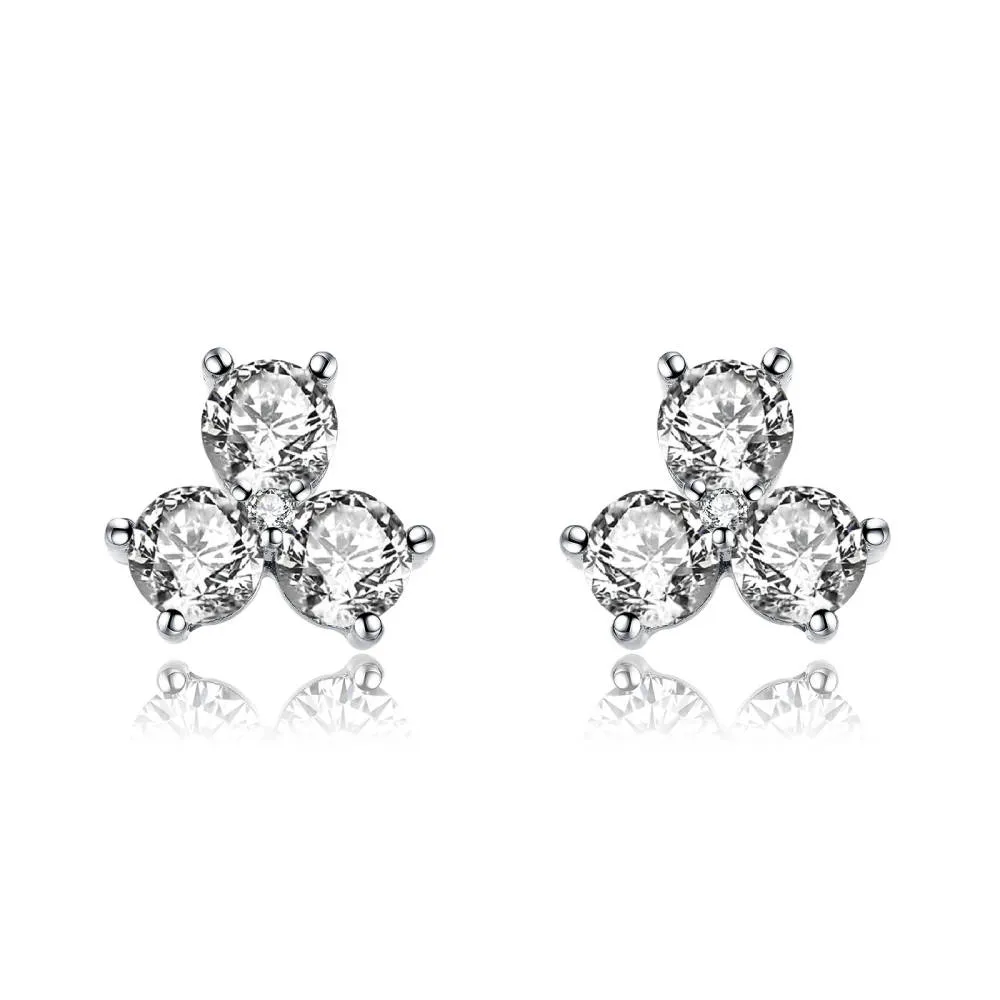 Genevive Sterling Silver Round Cubic Zirconia Clover Stud Earrings sold by Reitmans product image thumbnail 2
