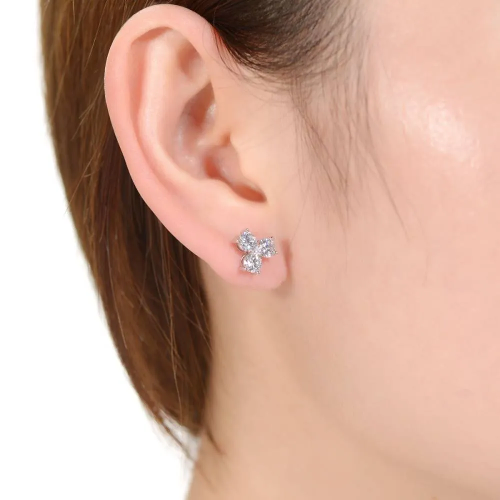 Genevive Sterling Silver Round Cubic Zirconia Clover Stud Earrings sold by Reitmans product image thumbnail 3