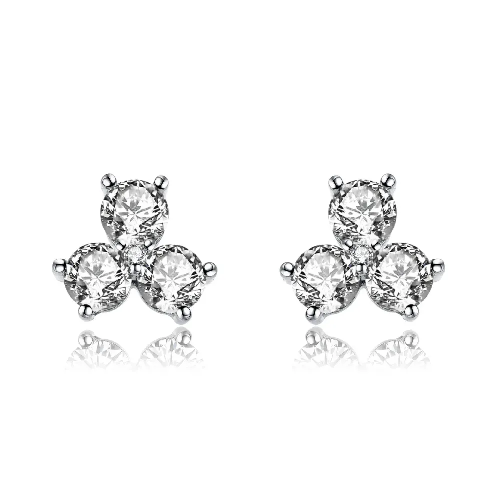 Genevive Sterling Silver Round Cubic Zirconia Clover Stud Earrings sold by Reitmans product image thumbnail 5