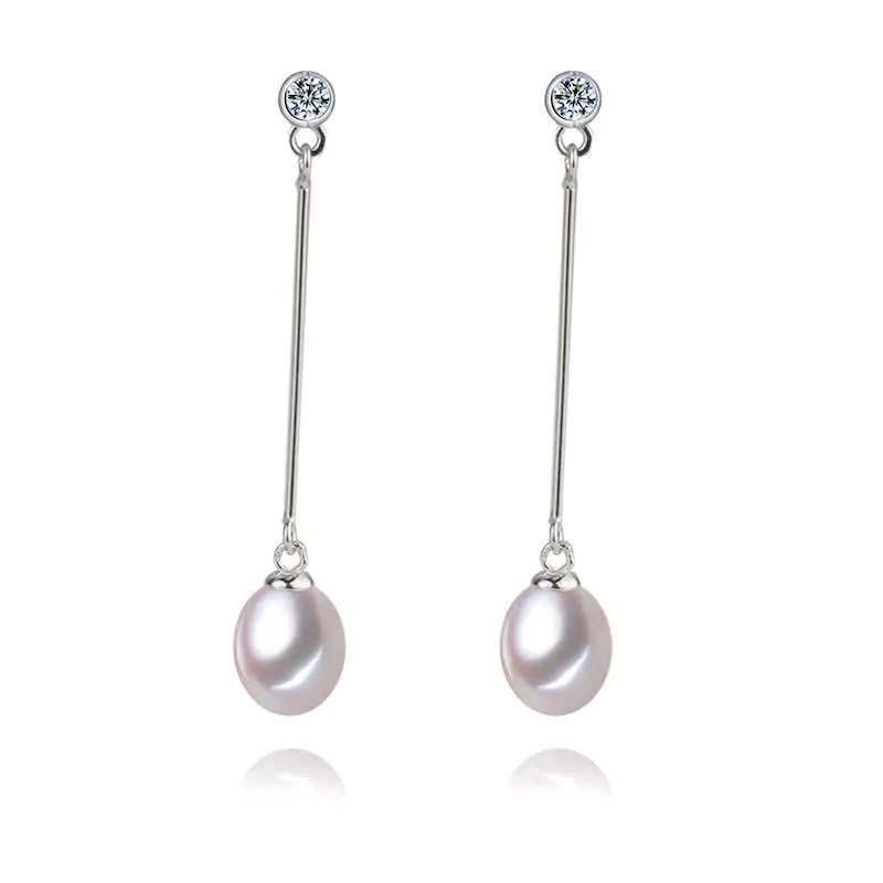 White Freshwater Pearl & Dainty CZ Bar Drop Earrings - Signature Pearls sold by Reitmans