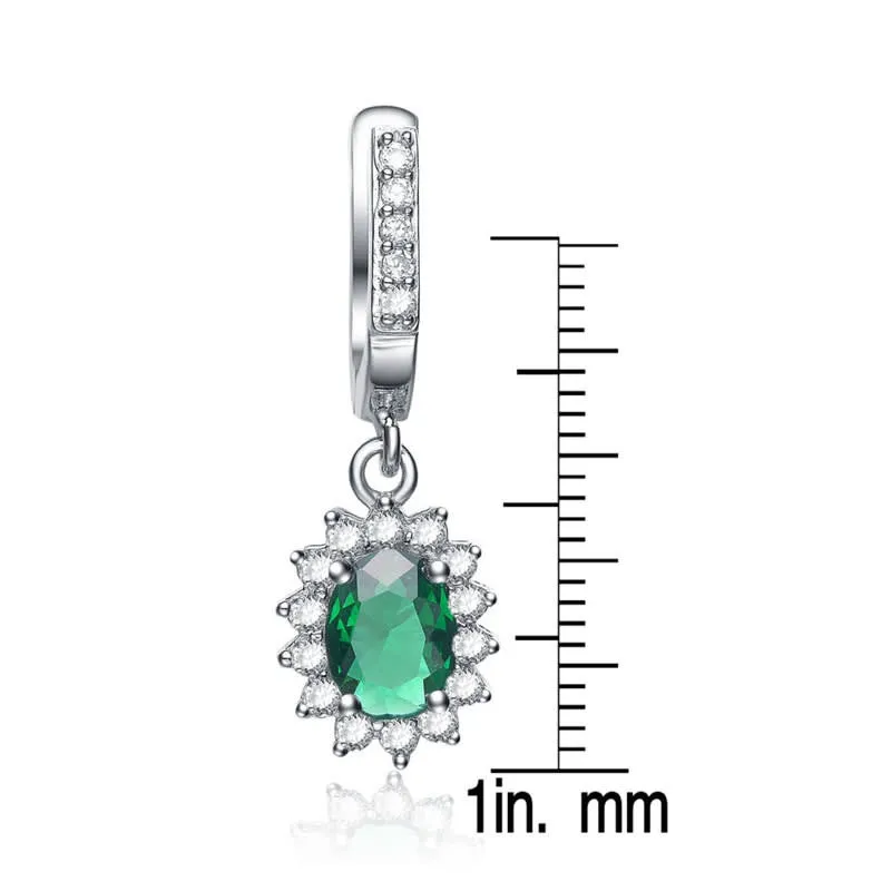 Genevive Sterling Silver White Gold Plated with Colored Cubic Zirconia Flower Shaped Dangling Earrings sold by Reitmans product image thumbnail 3